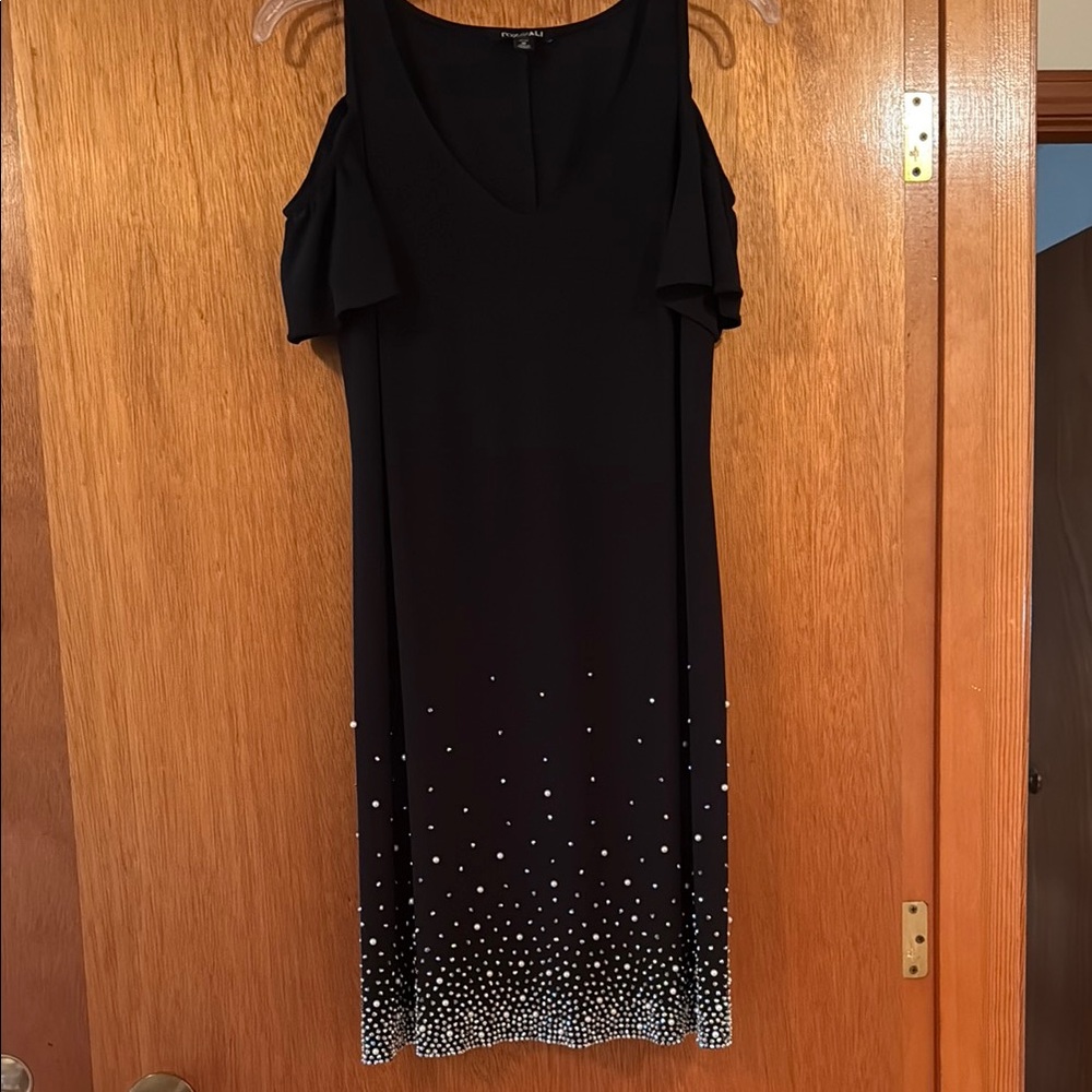 Elegant Black Dress with White Accents